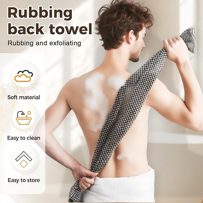 Exfoliating Shower Towel, 2026 New Scrub Wash Back Bath Cloth for Body & Face, Reusable Exfoliating Back Scrubber for Women Men, Quick-Drying Durable Bath Cloth for Smooth Skin (2PCS-C)