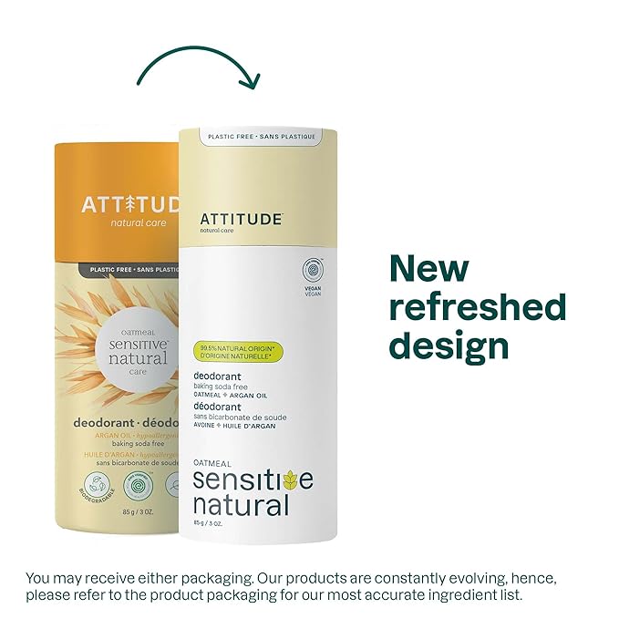Attitude Sensitive Skin Deodorant Stick, Argan Oil, Aluminum Free, Vegan, Parabens Free, 3 Ounces (Pack Of 6)