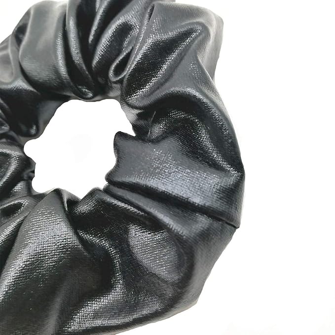 4 Pack Hair Elastics Scrunchies waterproof Faux Leather Scrunchy Bobbles Soft Elegant Elastic Hair Bands Hair Ties stage performance (Black)
