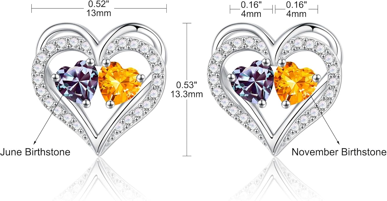 Iefil Christmas Gifts for Women Wife - 925 Sterling Silver Birthstone Earrings, Anniversary Birthday Gifts for Women Wife Girlfriend Mom