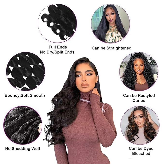 16A Raw Body Wave Bundles Human Hair 100% Human Hair Bundles,Triple Lifespan Virgin Remy Hair Extensions,Keep Texture Silky Soft After Multiple Washes (Body Wave 3 Bundles, 26 26 26 Inch)