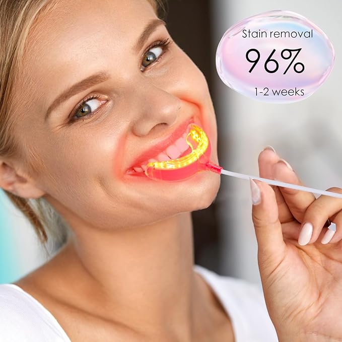 Red Light Therapy for Gums, Toothache Relief, 32 LED Periodontal Light, Bleeding Gums, Gum Health Red Light, with adapters for USB/C, iPhone, and Android from (White)1