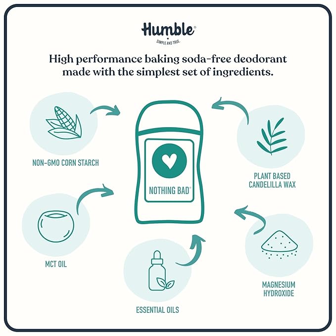 HUMBLE BRANDS Aluminum-Free Deodorant, Vegan and Cruelty- free, Formulated for Sensitive Skin, Bergamot & Ginger, 2.5 Ounce (Pack of 1)