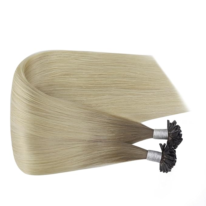 Fshine Tape in Hair Extensions Remy Human Hair, Ombre Ash Brown to Platinum Blonde, 20INCH 50G, Skin Weft Seamless Invisible, Silky Straight with Thick Ends