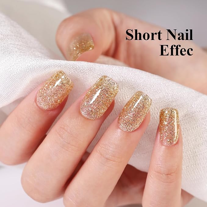 10ml Hema Free Glitter Gel Nail Polish Soak Off Long Lasting Christmas Gold Gel Polish Salon DIY at Home Gift for Women 1Pcs