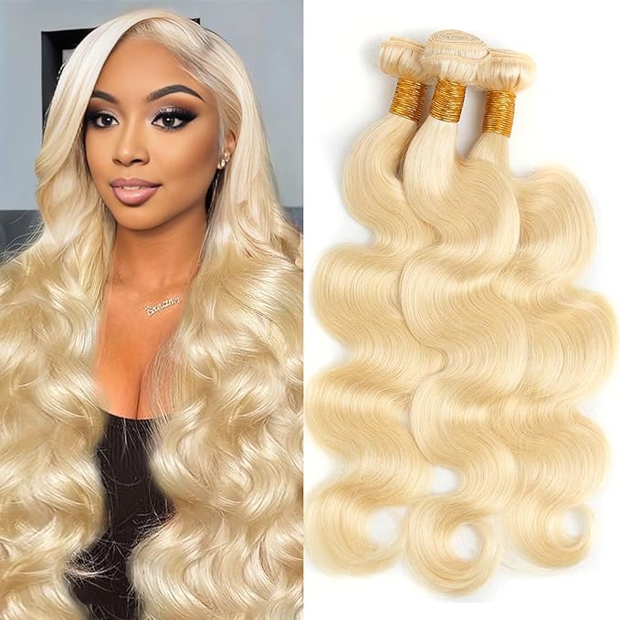 613 Blonde Bundles Human Hair Body Wave 10 12 14 inch 100% Unprocessed Brazilian Virgin Human Hair 3 Bundles 12A Quick Weave Hair Extensions Double Weft