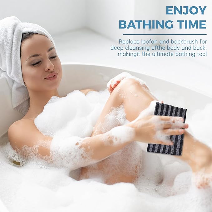 Exfoliating Bath Towel,Japanese Polyester Exfoliating Bath Towel,Body Scrubber,Back Scrubber, African Net Sponge,Quick Dry Two Sides Wipe and Wash