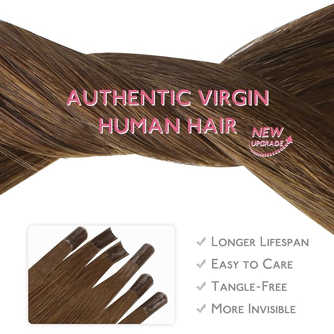 WENNALIFE U Tip Hair Extensions Human Hair, 50g 50s 18 Inch Light Auburn Brown Remy Hair Extensions K Tip Hair Extension Real Human Hair Invisible Straight Keratin Hair Extensions