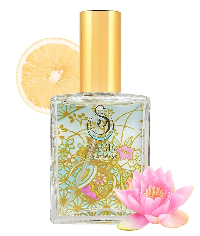 The Sage Lifestyle Turquoise Luxury Spray, Grapefruit, Sandalwood, White Musk, Perfume for Women, Long Lasting, Clean Skin Fragrance, Artisan, Summer, Beach, Parfum, 2 oz, Travel Perfume, Made in USA