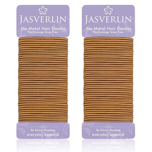 Hair Ties Brown Nylon Hair Rubber Bands for Women Girls Fine Medium Beauty Hair Elastics, Skinny Ponytail Holder Snag Free No Damage No Breakage 2mm 80 Pcs JASVERLIN (Light Ash Brown)