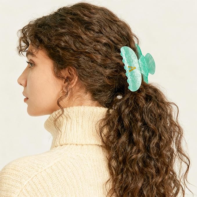 Birthday Gifts for Teens Girls - Initial Letter Hair Clips | Personalized Hair Claws | Birthday Gifts for Women | Christmas Gift for Teens Girls Stocking Stuffers - Green,L