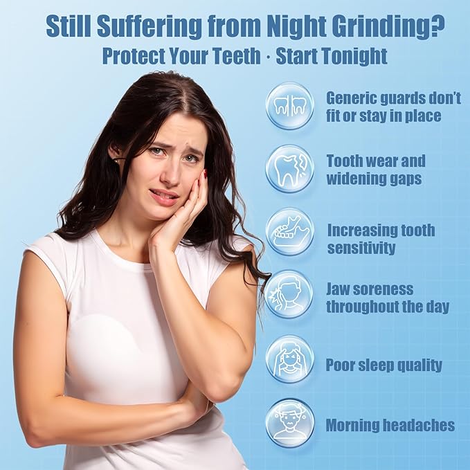Dental Night Guard 2PCS, Custom Mouth Guard for Bruxism/Grinding/TMJ at Night, Bite Guard for Teeth Clenching Nighttime