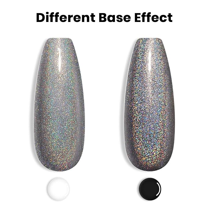 RARJSM Holographic Gel Nail Polish Grey Gorgeous Glossy Soak off Nail Gel with Glitter Mermaid Unicorn Effect Curing Required for Nail Art Design Manicure Salon DIY at Home