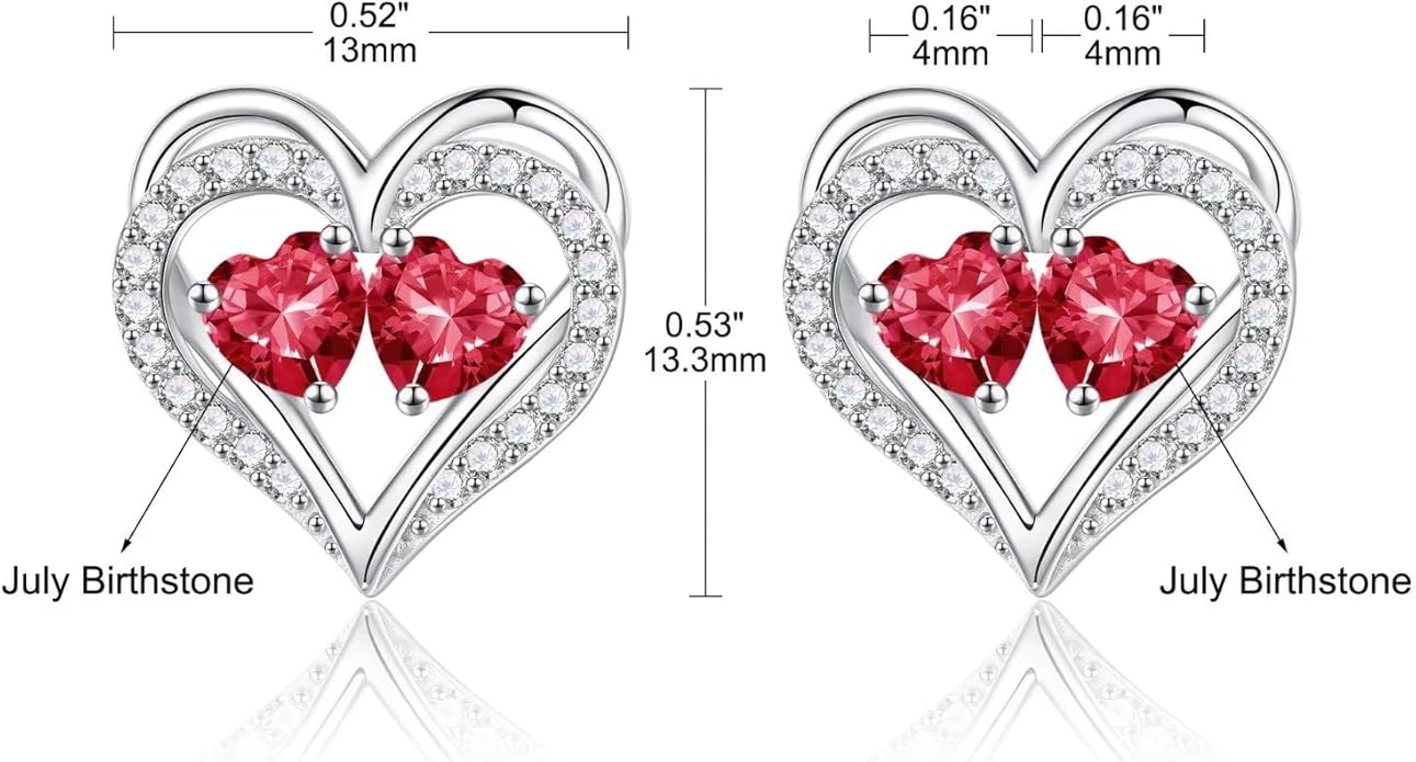 Iefil Christmas Gifts for Women Wife - 925 Sterling Silver Birthstone Earrings, Anniversary Birthday Gifts for Women Wife Girlfriend Mom