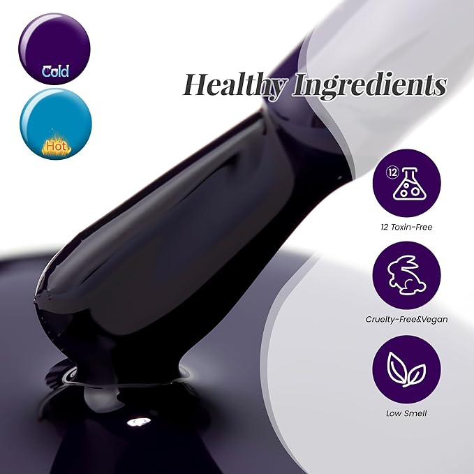 YTD Likomey Color Changing Gel Nail Polish,15ml Deep Purple To Turquoise Green Mood Temperature Change Colors,Thermal Ombre Home Salon Fall Winter Manicure UV Nail Gel,WB421