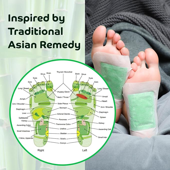 Bandoo Original Foot Pads | Premium Natural Foot Care Pads with Bamboo Vinegar & Tourmaline | Comfortable Overnight Foot Application | for Men & Women | 10 Pads