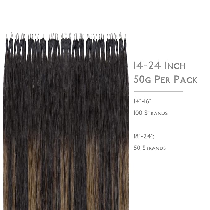 WENNALIFE Nano Bead Hair Extensions Human Hair, 50g 100s 14 Inch Balayage Dark Brown Mixed Chestnut BrownReal Human Hair Extensions for Women Invisible Nano Ring Hair Extensions Remy Hair Extensiones