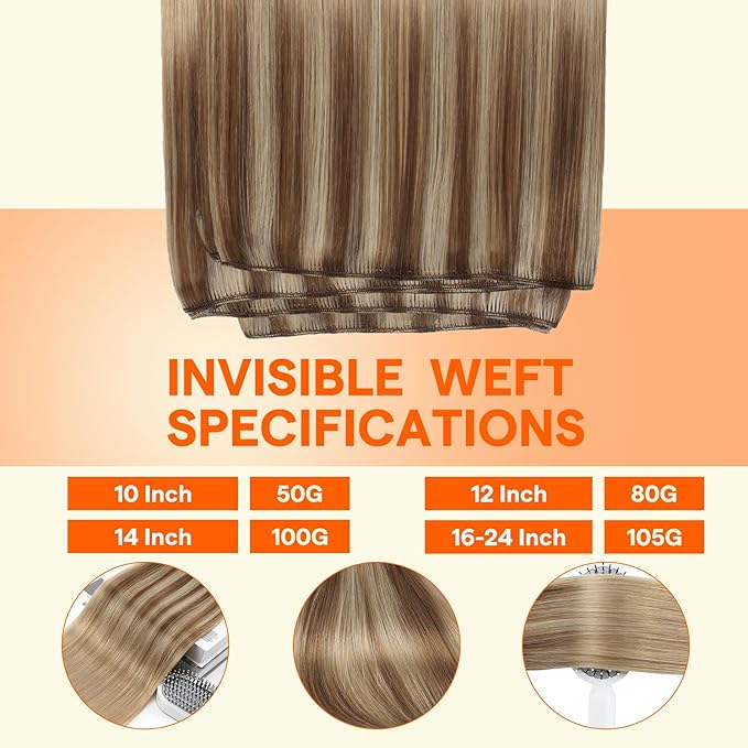Full Shine Weft Hair Extensions Human Hair Sew In Extensions Remy Hair Color 10 Golden Brown Fading To 16 Golden Blonde Highlight 16 Blonde Human Hair Bundles For Women 24 Inch