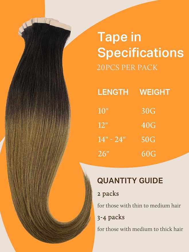 DOORES Tape in Hair Extensions Human Hair, Chocolate Dip Color Melt 16 Inch 50g 20pcs, Human Hair Extensions Natural Hair Extensions Seamless Straight