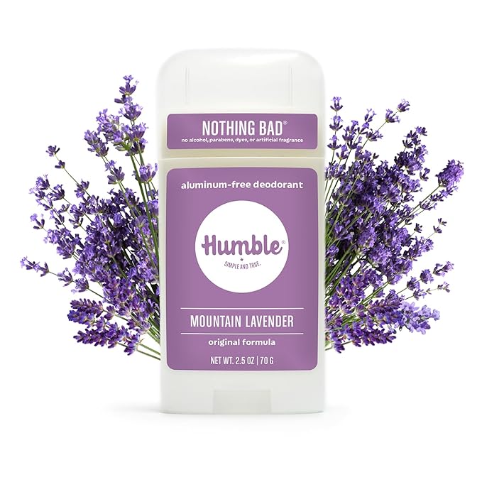 HUMBLE BRANDS Original Formula Aluminum-free Deodorant. Long Lasting Odor Control with Baking Soda and Essential Oils, Mountain Lavender, Pack of 3