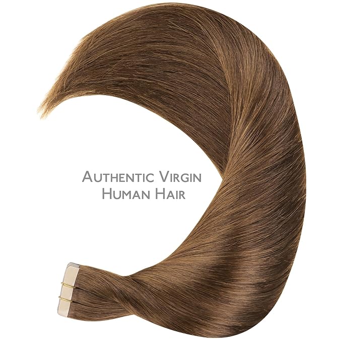 WENNALIFE Tape in Hair Extensions Human Hair, 20pcs 50g 22 inch Light Auburn Brown Remy Hair Extensions Straight Human Hair Tape in Extensions Skin Weft Tape Extensions Human Hair