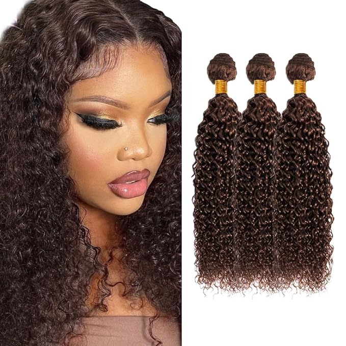 Chocolate Brown Bundles Human Hair #4 Kinky Curly Bundles 14 16 18 inch Brown Curly Bundle Human Hair #4 Color 150g