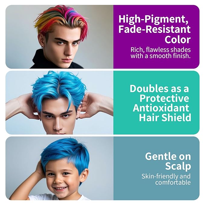 Temporary Hair Color Wax for Men - SUPIYA Washable Hair Wax Color, All-Day Hold Disposable Hair Wax for Christmas, Cosplay & Daily (Berry Color #71)