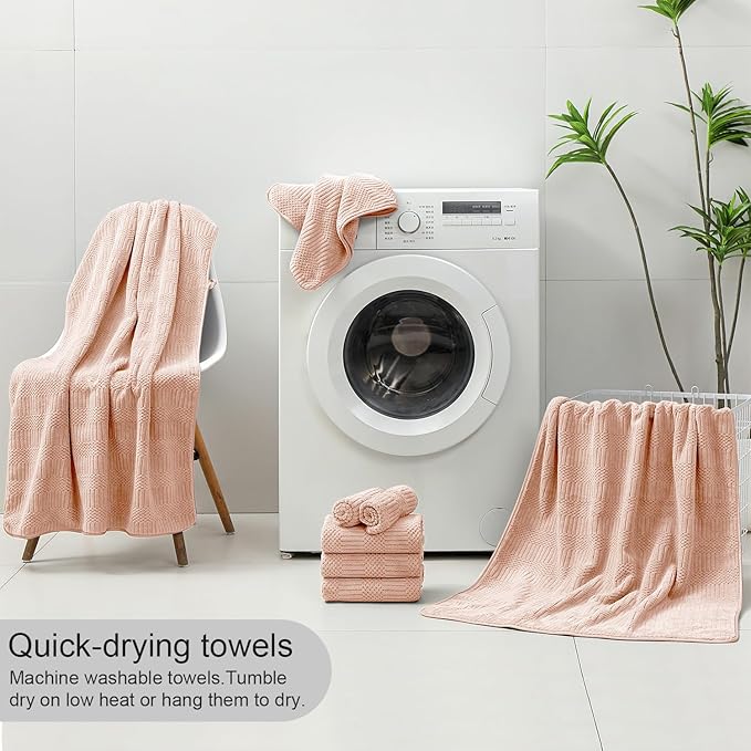 Ycosy 4 Pack Extra Large Microfiber Bath Towels Set,35x70 inches,600GSM,Less Lint Highly Absorbent Super Soft & Quick Dry,Oversized Bath Towels,Perfect for Bathroom Gym Pool,Orange