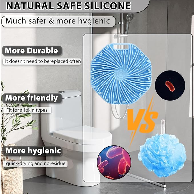 Silicone Body Scrubber, Exfoliating Body Scrubber for Sensitive Skin, SiliconeBody Scrubber Shower Brush, Silicone Body Brush for Showering (Pink, 1Pcs)