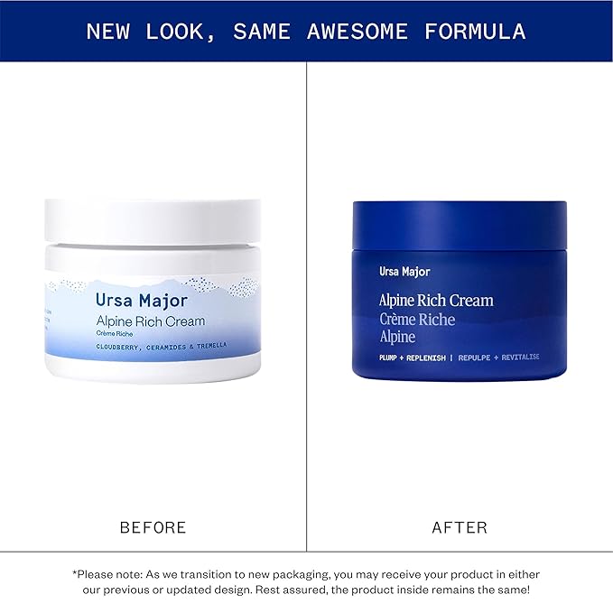 Ursa Major Alpine Rich Cream | Deeply Hydrating & Moisturizing Natural Face Lotion | Supports Skin Barrier and Targets Fine Lines | Vegan, Non-Toxic, Cruelty-Free | 1.69 ounce