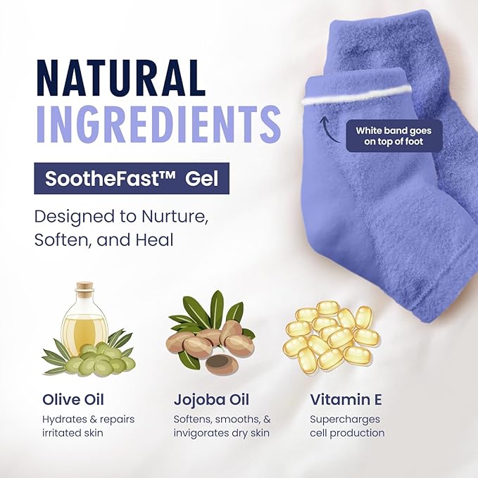 Dr. Frederick's Original Moisturizing Fuzzy Heel Socks - 2 Pairs - Cozy Gel-Lined Sleep Socks for Women & Men - Soothes Dry, Cracked Feet - Heel Repair - Lavender Luxury