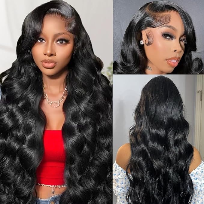 28 Inch Body Wave Lace Front Wigs Human Hair 200% Density 13x6 HD Lace Frontal Wig Pre Plucked Tangle-free Glueless Full Lace Frontal Wigs for Women Daily Virgin Human Hair
