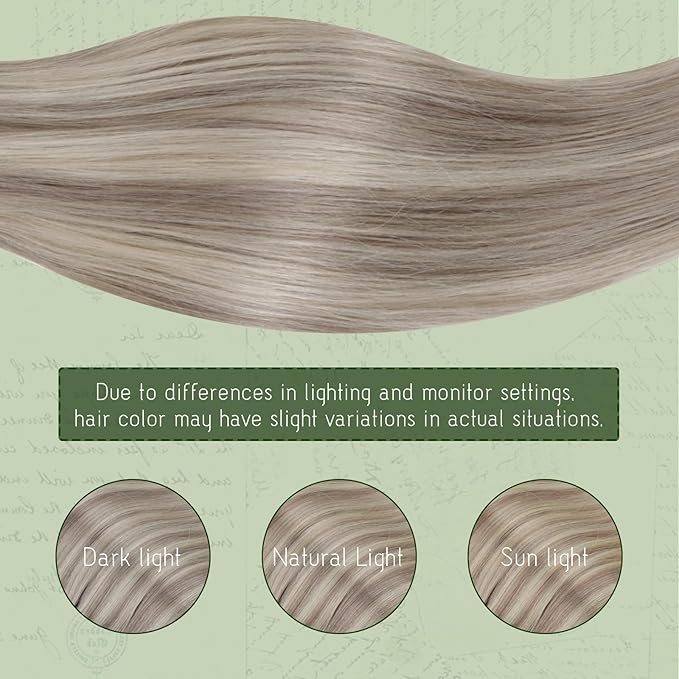 RUNATURE Clip in Hair Extensions, Thick Human Hair Clip in Extensions 120g, Blonde Remy Hair Tangle Free, Natural Looking For Daily Wearing, 14 Inch 7pcs #19P60 Dirty Blonde Highlights