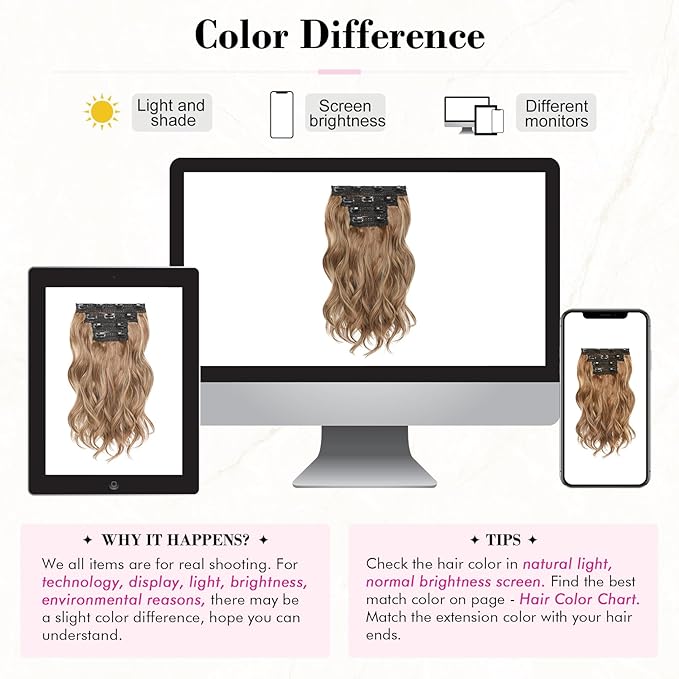 REECHO Clip in Hair Extensions - 4PCS 14" Beach Wavy Hairpieces with Invisible Lace Weft - Natural Soft, Light Brown with Highlights
