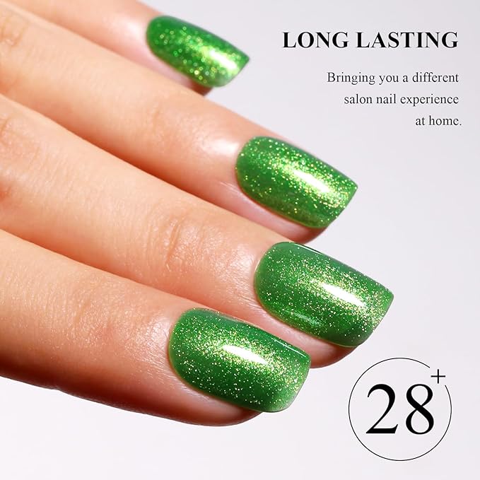 Imtiti Green Glitter Gel Nail Polish,Sparkling Emerald Green Soak Off UV LED Gel Polish for Christmas Parties, Long Lasting, Nail Art Starter Manicure Salon DIY at Home for Women (0.34 Fl Oz-1932)