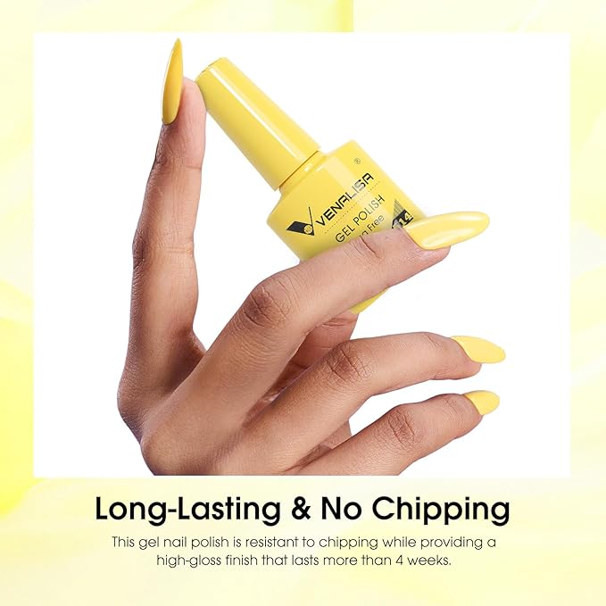 VENALISA Yellow Gel Nail Polish 1 Pcs Bright Yellow Color Summer Gel Polish Soak Off DIY at Home Manicure Salon Nail Art For Girls Women