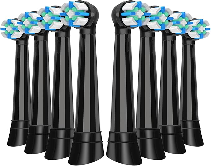 8 Pcs IO Replacement Heads Compatible with Oral B IO 2/3/4/5/6/7/8/9/10/Deep Clean Series Electric Toothbrushes, Medium Softness Brush Heads Compatible with Oral B iO (Black)