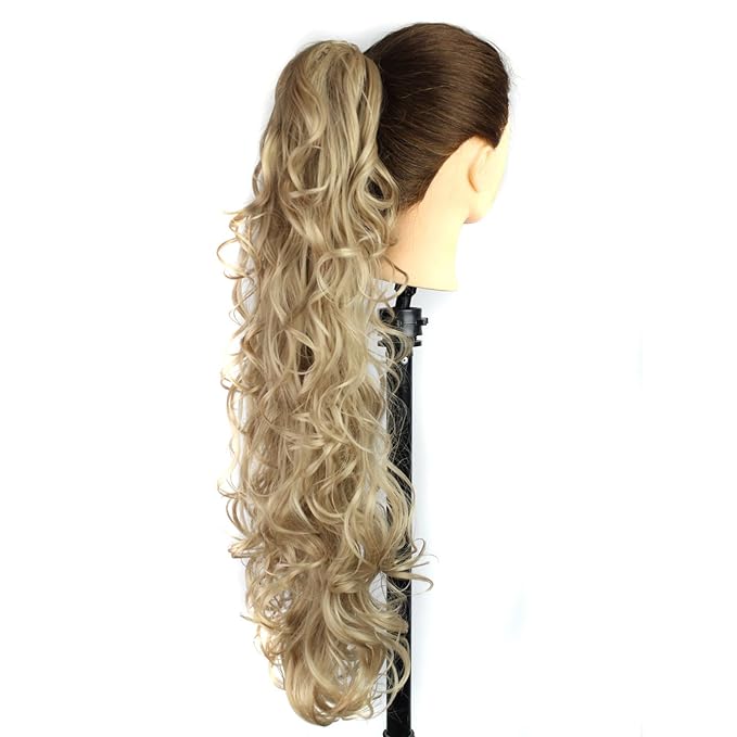 S_SSOY 31"(78cm) Women's Curly Pony Tail Hair Piece Synthetic Claw Clip Ponytail Wavy Long Curled in Hair Extension Extensions Long/Voluminous Wig Hairpieces for Women Girls Lady,16#
