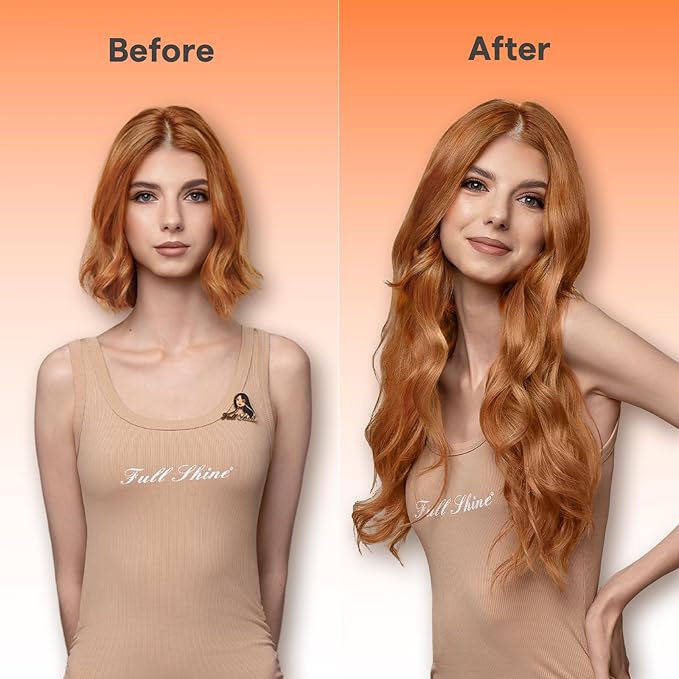 Full Shine Butterfly Weft Hair Extensions 24 Inch ovo weft extensions Double Side Extensions Invisible Pu Hole Weft Color Copper Genius Weft Straight Human Hair 100G