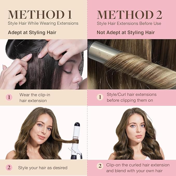 GOO GOO Clip in Hair Extensions Real Human Hair, Remy Human Hair Extensions Clip ins for Women, Natural Human Hair, 24 Inch 140g 7Pcs, 2C/4E/6C Brown Sugar Swirl Highlights