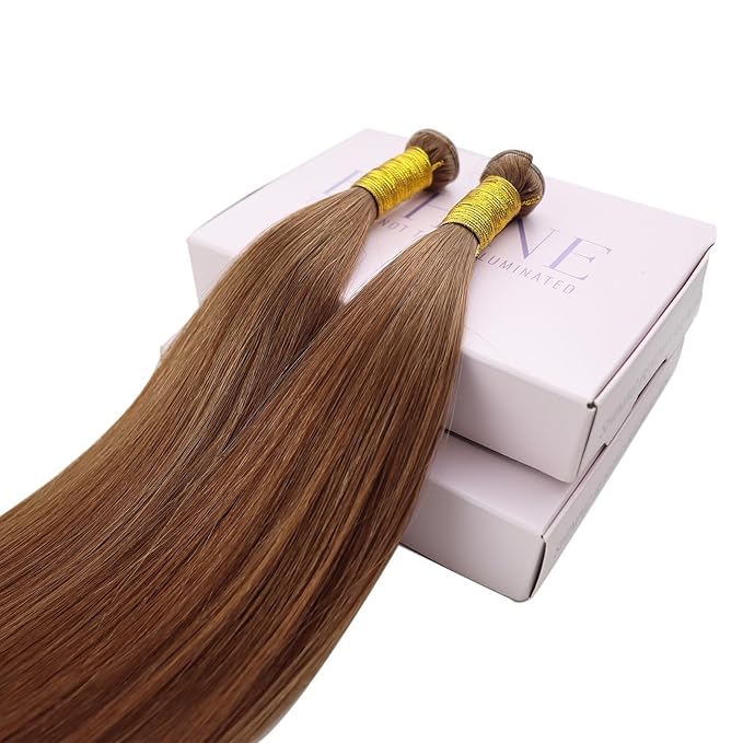 Fshine Genius Weft Human Hair Extensions Copper Genius Weft 22 Inch 60g Auburn Sew in Hair Extensions Real Bundle Remy Straight for Women