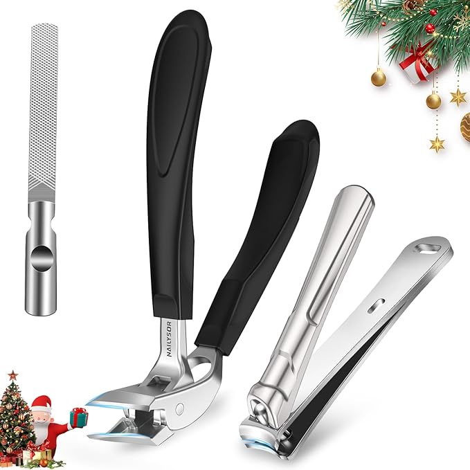 Upgrade Big Long Handled Toenail Clippers for Thick Nails for Seniors, Slanted Angled Head Large Toe Nail Clippers with Catcher, Wide Opening Sharp Precision Finger Nail Cutter for Men Women
