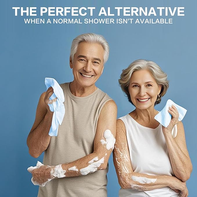 8 Pack Disposable Rinse Free Bath Sponges, No Rinse Bathing Wipes for Adults, Soap Infused Dry Shower Wipes for Elderly, Bedridden, Camping, Post Surgery(200PCS)