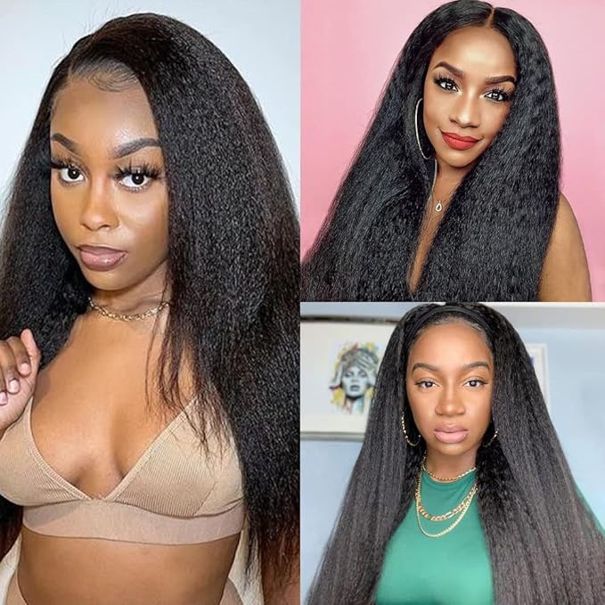 Kerriana 30 Inch Kinky Straight Bundles Human Hair Single One Kinky Weave Bundle Natural Black Color Yaki 100% Human Hair Bundles