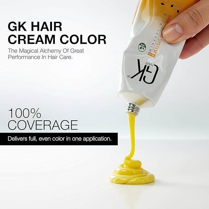 Global Keratin GK HAIR Professional Hair Color Cream Tube 3.4 Fl Oz Nourishing & Cleansing Colors for Styling High Performance Long Lasting Permanent Natural Toner Dye, Naturals - 7 Blonde