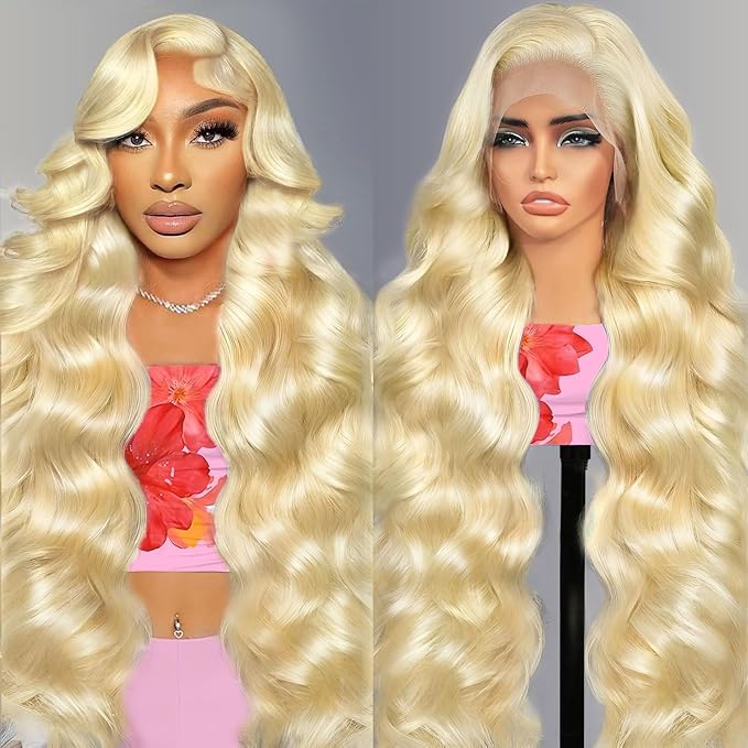 28 Inch 613 13x6 Lace Front Wig Human Hair 200% Density Blonde Body Wave Lace Front Wigs Human Hair Pre Plucked 613 Blonde HD Lace Frontal Wigs