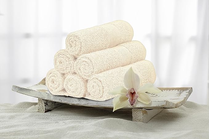 Premium Wash Cloths Pack of 12 (13" x 13") 100% Ring Spun Cotton | Luxury Washcloths | Ultra Soft Face Towels | Highly Absorbent Wash Cloths for face (Cream)