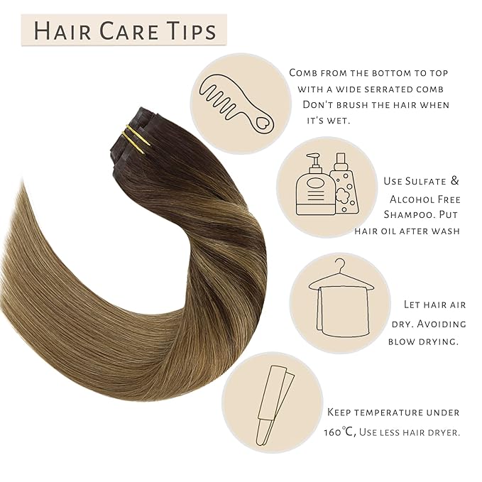 Caliee 22 Inch Seamless Hair Extensions Human Hair B2/6 Dark Brown Fading to Chestnut Brown Ombre Clip in Hair Extensions Real Hair 110G Invisible Weft Straight 7Pcs