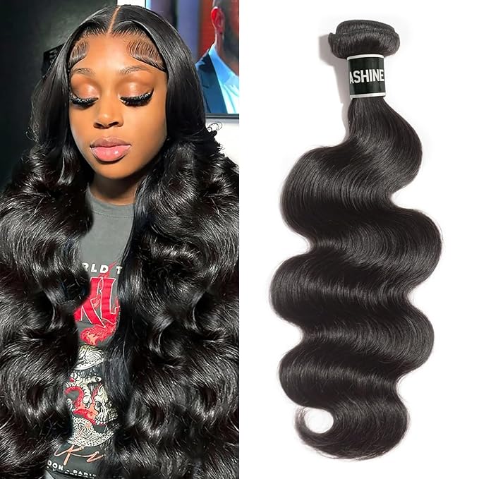 ASHINE Human Hair Bundle Body Wave Straight, Unprocessed Cambodian Raw Hair Bundles for Women Natural Black 18 Inch, Keep Soft and Silky After Multiple Washes
