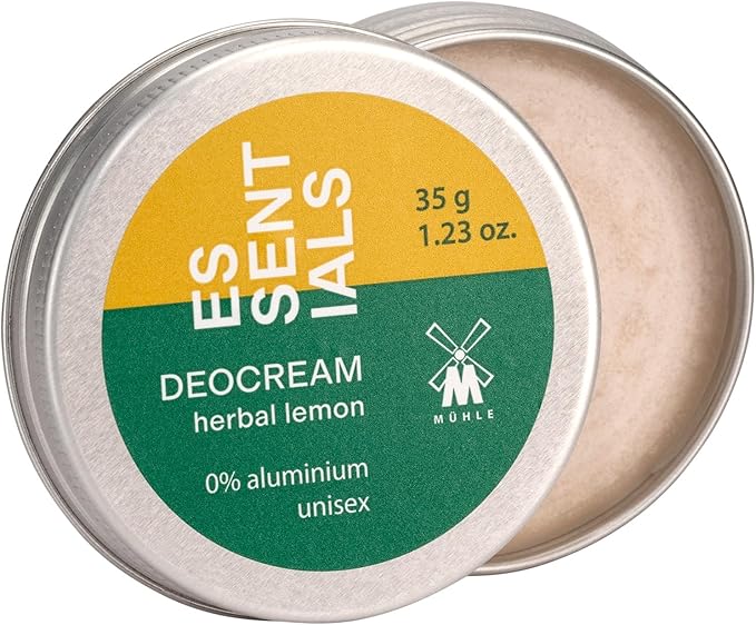 Muhle Essentials Herbal Lemon Deocream 35g, Aluminium-free, Sustainable Packaging, No Marking